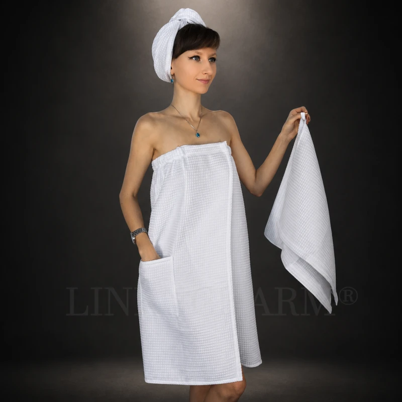 White sauna set women cotton LinenCharm.jpg