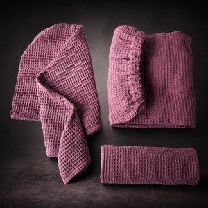 Ręcznik do sauny Ciemny Old Rose z bawełny waflowej Premium LinenCharm