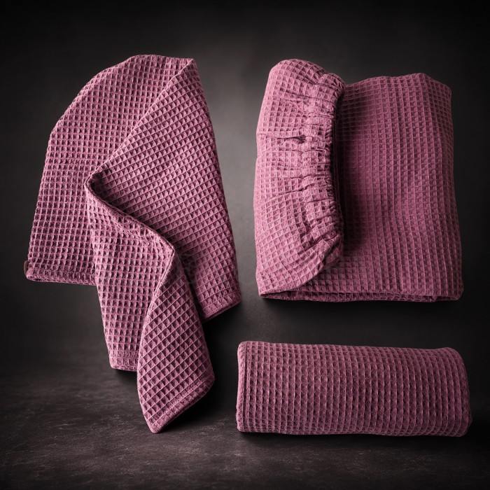 Ręcznik do sauny Ciemny Old Rose z bawełny waflowej Premium LinenCharm