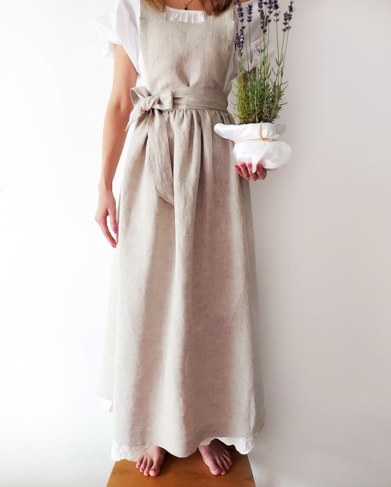 Lniana zapaska, fartuszek damski