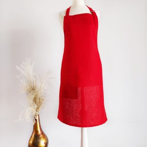 Fartuch lniany czerwony 60 x 80 cm | LINENCHARM