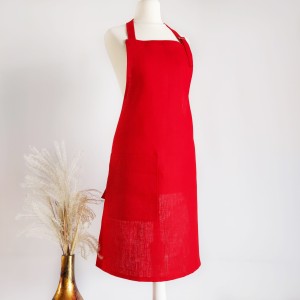 Fartuch lniany czerwony 60 x 80 cm | LINENCHARM